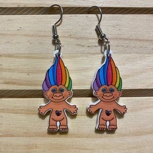 New rainbow treasure troll earrings